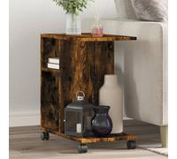 vidaXL Side Table with Wheels Smoked Oak 50x30x55 cm Engineered Wood