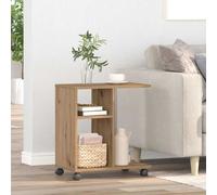 vidaXL Side Table - Compact Oak End Table with Shelves, Portable & Durable for Living Room, Engineered Wood/Metal