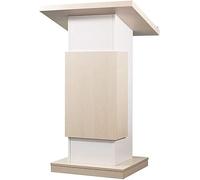 Modern Wooden Stand with Lockable Wheels, Adjustable Inclined Top, Solid Wood for Speakers, Portable White