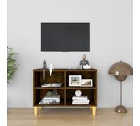 Modern Wooden TV Stand With Open Storage Wood Tele Cabinet Media Unit Wood Units