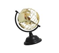 Modern World Globes Sculpture with Wire Accent and Gold Base, S | Metal Finish, Blacks and Gold, Exposeds Wire Detailing, Home Decoration, Living Room or Study