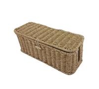 Modern Woven Container with Sturdy Handles Perfect for Indoor Decor Woven Flipping Top Storage Basket with Realistic Rattan Look Household Bin for Kitchen Organization and Home Decors