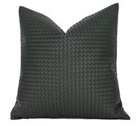 Modern Woven Faux Leather Pillow Cover, etive Cush for Sofa, Office, Bedroom - Farmhouse Sle, Green A, 18 x 18 Inches (45.7 x 45.7 cm)