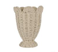 Modern Woven Rattan Flower Basket Plastic Handmade Vase Light Beige Minimalist Home Decor Lightweight Vase For Table Living(A)