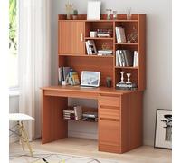 Modern Writing Desk with Shelf Home Office Computer Desk with Storage Cabinet and Bookshelf Wooden Study Table with Drawers for Home/Office Use