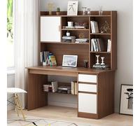 Modern Writing Desk with Shelves Computer Workstation with Storage Cabinet and Bookshelf Wooden Home Office Desk with Drawers for Study and Workspace
