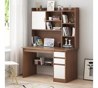 Modern Writing Desk with Shelves Office Study Table with Storage Cabinet and Bookshelf Wooden Computer Desk with Drawers for Home/Office Workstation