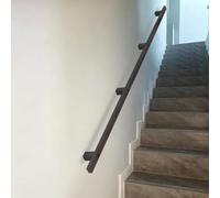 Modern Wrought Iron Handrail, Support Bar Wall Mounted | 1 2 3 4 5 6 metres Black Banister Railing For Stairs Indoor And Outdoor, with Brackets(18ft/540cm)