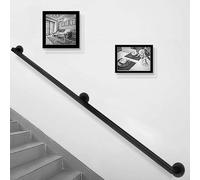 Modern Wrought Iron il 1-6m Adjustable Black Railing for Indoor/Outdoor Stairs Wall-Mounted Support Bar with Brackets (480cm)