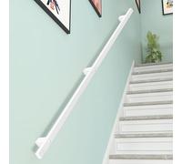 Modern Wrought Iron il 1m-3m Adjustable Indoor/Outdoor Stair Railing White Wall-Mounted Support Bar with Brackets (200cm) - Stylish Safety Solution