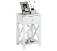 Modern X-Design Nightstand w/ Drawer & Bottom Storage Shelf