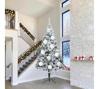 Modern XXL Christmas Tree Bauble Set, 3 Pieces, White, Plastic, Shatterproof, for Indoor and Protected Outdoors, Elegant Seasonal Decoration