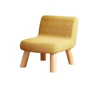 Modern Yellow Backrest Stool - Fabric Accent Chair & Shoe Change Bench with Wood Legs, 35cm Footstool for Living Room, Stylish Ottoman Side Table