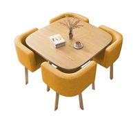 Modern Yellow Conference Table and Chair Set for 4Compact Square Office Furniture for Home Office Meeting Room Small SpacesStylish Negotiation Table and Chairs Combination