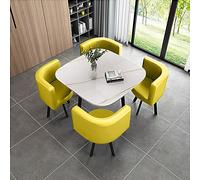 Modern Yellow Conference Table Set with Chair - Space-Saving Small Meeting Desk for Office Stylish Discussion Table and Chair Combo for Efficient Workspaces