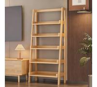 Modern Yellow Corner Bookshelf Solid Wood Open Shelf Bookcase for Bedroom & Living Room Vertical Design 66x36x163cm Stylish Wood Storage Solution