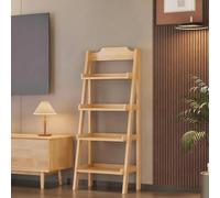 Modern Yellow Corner Bookshelves Solid Wood Open Shelf Bookcase Vertical Design for Bedroom & Living Room 44x36x140cm - Stylish Wood Bookcase Storage Solution