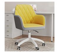 Modern Yellow Desk Chair with Wheels - Adjustable Swivel Vanity Stool for Makeup, Home Office, and Bedroom - Ergonomic Accent Armchair for Comfort and Style