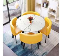 Modern Yellow Office Reception Table and Chair Set: Stylish Center Table and Chairs for Kitchen Meeting Room Library and Tea Lounge Perfect for Contemporary Spaces.