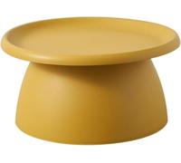 Modern Yellow Round Pedestal Coffee Table - Nordic Mushroom Style - Small Mini Side Table for Balcony or Living Room - 70x35cm Plastic Design