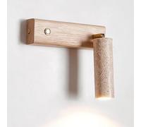 Modern Yellow Travertine Wall Sconce LED Mount Reading Light Adjustable Wood Bedside Lamp with Switch On/Off, Wabi Sabi Japanese-Style Solid Art Lighting Fixture 3W 3000K