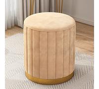 Modern Yellow Velvet Ottoman - Round Upholstered Footrest for Living Room & Bedroom - Stylish Accent Stool Cozy Footrest Soft Velvet Upholstery Comfortable Seating Option