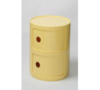 Modern Yellow Vertical Side Cabinet with Drawers 2-Tier Multi-Function Storage Table Stylish Sliding Door Nightstand for Bedroom or Living Room