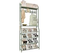 Modern ZYZSY shoe rack with shelves, narrow wardrobe for entryway, living room, bedroom, stylish green furniture piece (83 * 172 cm / 33 * 68 inches)
