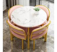 Modern5PieceRoundMarbleDiningTableSetwithSoftBackChairsSpaceSingFurnitureforSmallApartmentsStylishDiningRoomDecorPerfectforCompactLivingSpaces