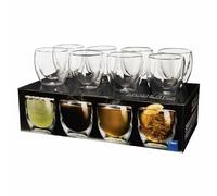 Moderna Artisan Series Double Wall 8 oz Beverage Glasses - Set of 8 Drinking Glasses