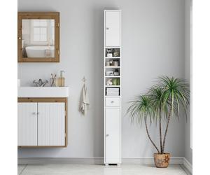 Moderna Bathroom Storage Cabinet Slim Tall Cupboard White 180cm Moderna White