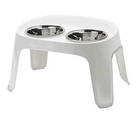 Moderna Feeder, Double Raised Dog Bowl for Medium Dogs, 1.8L Stainless Steel Bowls, Grey & White, Stand Included