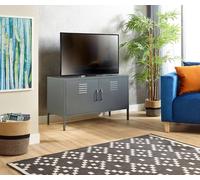 Moderna Grey Metal TV Cabinet, 2 Door, 100cm Wide, Display Cabinet for Home Moderna Grey