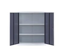Moderna Metal Storage Cabinet, Lockable 2 Shelf for Office, Bedroom, or Kitchen in White Moderna White