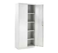 Moderna Metal Storage Cabinet with Lock Tall Grey Cupboard, 4 Shelves 180cm Moderna Grey