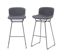 Moderna MMT Bar Stools Set of 2, Grey PU Leather, Sleigh Legs & Retro Style for Breakfast Bar, Kitchen, Seat Height 76.5cm 47.5x50.5x99.5 cm (Grey) Moderna Grey 47.5x50.5x99.5 cm