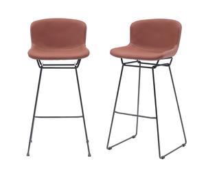 Moderna MMT Bar Stools Set of 2, Tan PU Leather, Sleigh Legs & Retro Style for Breakfast Bar, 47.5x50.5x99.5 cm (Tan) in Light Tan Moderna Light Tan 47.5x50.5x99.5 cm