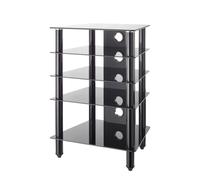 Moderna MMT Black Hi-Fi Stand 5 Shelf Glass AV Rack 500mm Deep Moderna Black