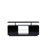Moderna MMT Black TV Stand, 130cm with Fluted Doors, Cupboards, Open Storage, Soundbar Shelf for TVs Up to 65" Moderna Black
