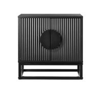 Moderna MMT Fluted 2-Door Storage Cabinet, Adjustable Shelf, Steel Legs in Black Moderna Black