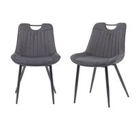 Moderna MMT Furniture Designs Ltd Nigella Dining Chairs Set of 2, Velvet Chair bucket in Grey Moderna Grey