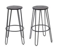 Moderna MMT High Chair Bar Stools, Set of 2, Grey Steel Legs & Elm Seat, Rustic Design in Brown | Size: 2 Pack Moderna Brown 2 Pack