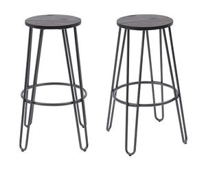 Moderna MMT High Chair Bar Stools, Set of 2, Grey Steel Legs & Elm Seat, Rustic Design in Brown | Size: 2 Pack Moderna Brown 2 Pack
