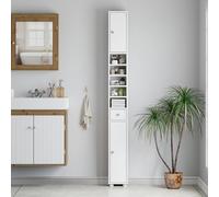 Moderna MMT Slim Bathroom Storage Cabinet 180cm Tall White Cupboard 20cm Wide Moderna White