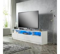 Moderna Modern White 200cm Gloss TV Stand for 55-80 Inch 4K LED TV Moderna White
