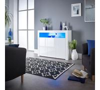Moderna Modern White Sideboard Cabinet with LED, 116x35x93cm | Size: 116 x 35 x 93 cm Moderna White 116 x 35 x 93 cm