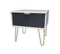 Linear Ready Assembled Matt Indigo & White 1 Drawer Small Side Table (H)410mm (W)450mm (D)395mm