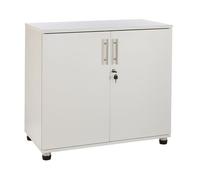 Moderna Storage Cabinet, 1 Shelf, Lockable 2 Door, Office Cupboard in White Moderna White