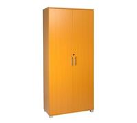 Moderna Storage Cabinet, Beech, Filing Cabinet, 4 Shelves, Lockable 2 Door, Tall Office Cupboard in Brown Moderna Brown