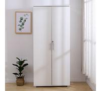 Moderna Tall White Wooden Filing Cabinet, 4 Shelves, Lockable 2 Door Office Unit Moderna White